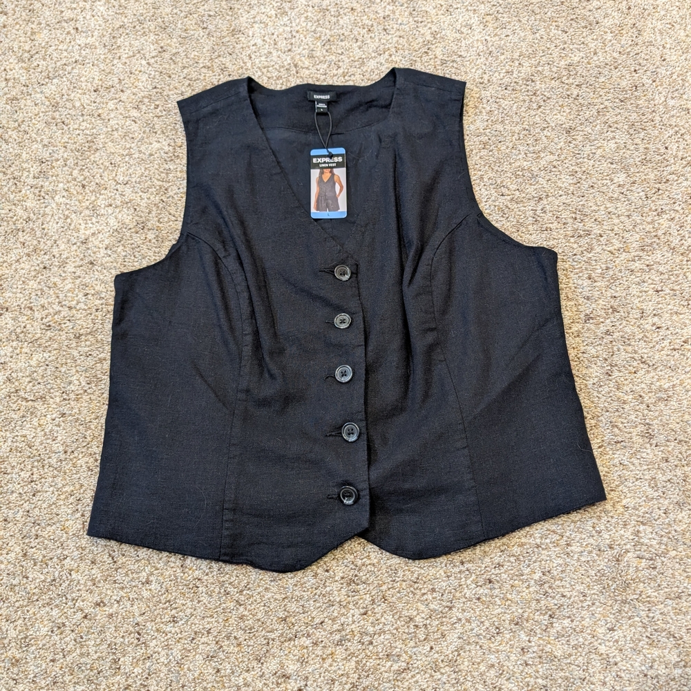 Express Black Button-Up Vest